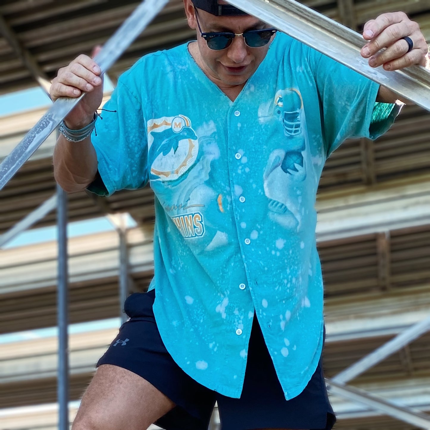 MIAMI DOLPHINS BUTTON UP – Vintage Bleacher Bums